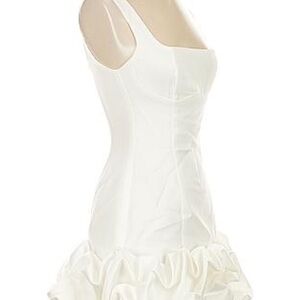 NWT Fashion Nova Ivory Satin Ruffled Hem Cocktail Dress